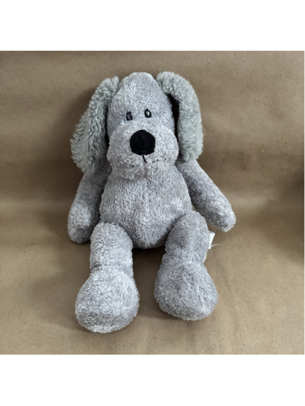 Russ Berrie 12” SCHMOOZY Puppy Dog Grey Soft Fur Plush With Black Nose & Eyes
